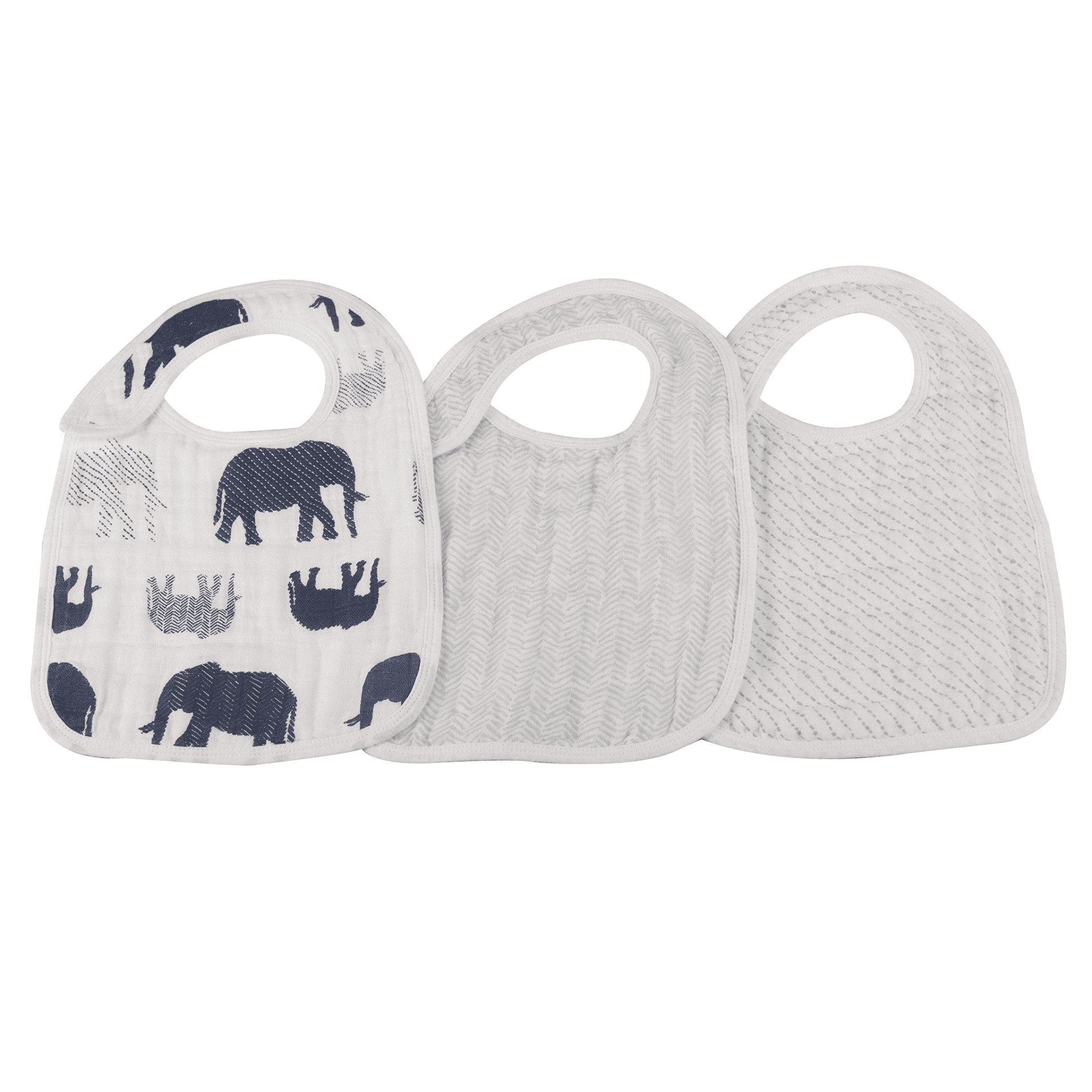 In the Wild Elephant Cotton Muslin Snap Bibs 3PK