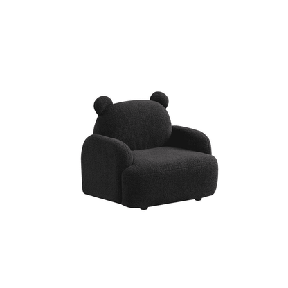 Raelynn 25.5"W Black Teddy Velvet Bear-Shaped Kids Armchair