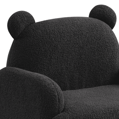 Raelynn 25.5"W Black Teddy Velvet Bear-Shaped Kids Armchair