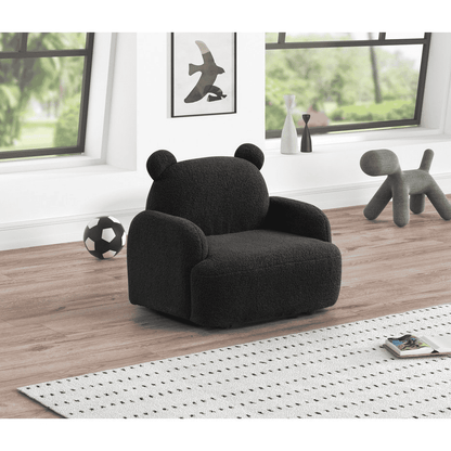 Raelynn 25.5"W Black Teddy Velvet Bear-Shaped Kids Armchair