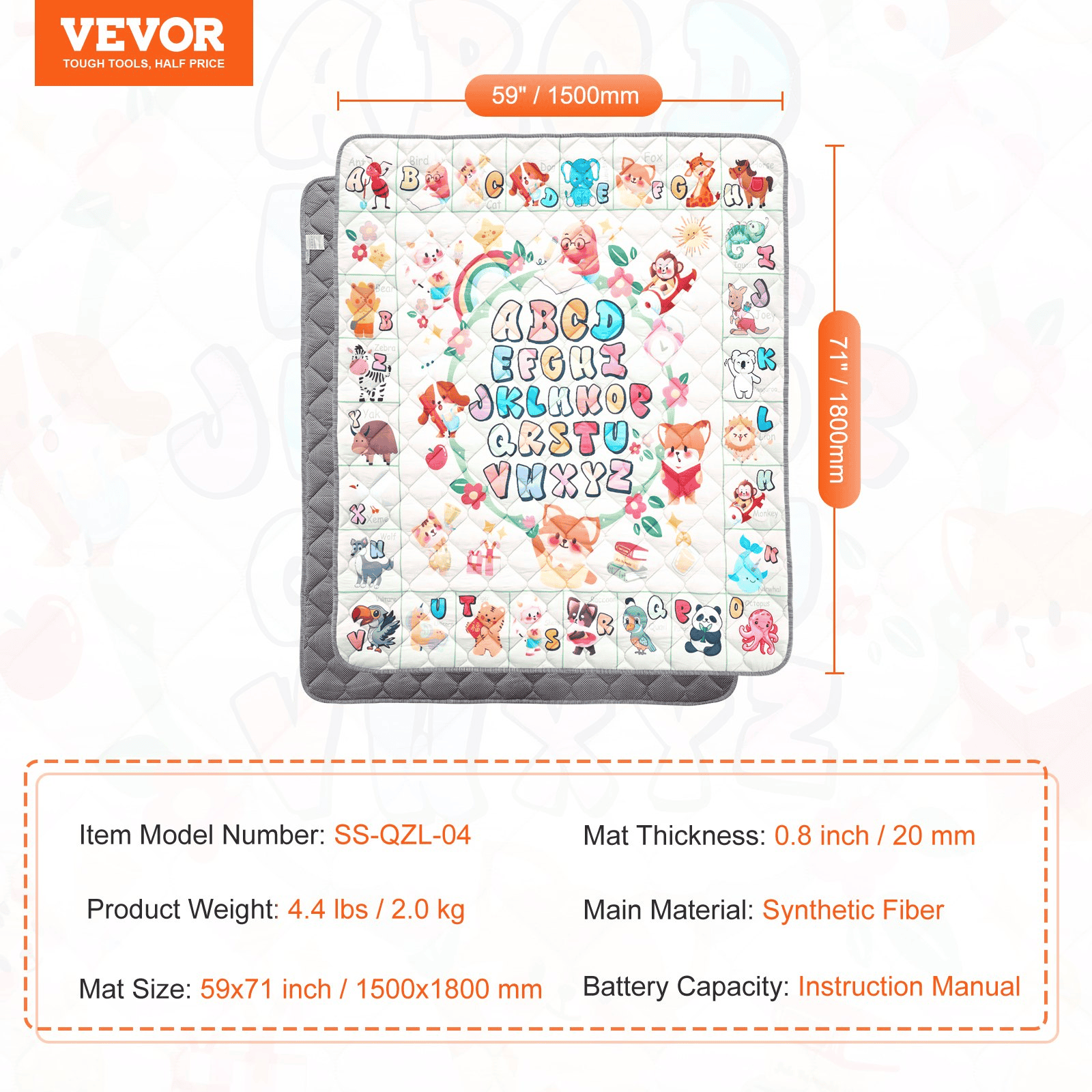 VEVOR 59"x71" Baby Play Mat Kids Crawling Floor Playmat Soft Thickened Mat