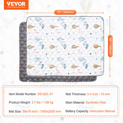 VEVOR 59"x79" Baby Play Mat Kids Crawling Soft Floor Playmat Infant Activity Mat