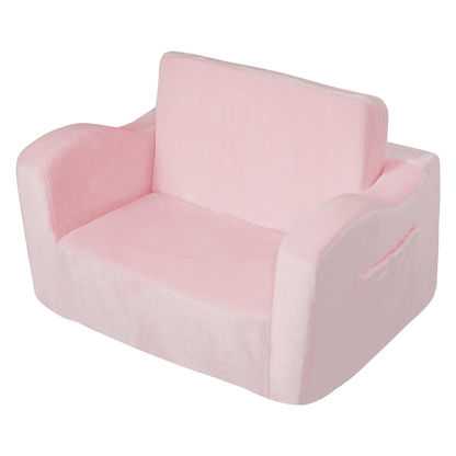 VEVOR Kids Couch, 2-in-1 Toddler Chairs Comfy, Toddler Couch Sofa Bed Fold Out, Convertible Sofa to Lounger, Kids Chair Seat Playroom Furniture for Kids Girls & Boys, Pink