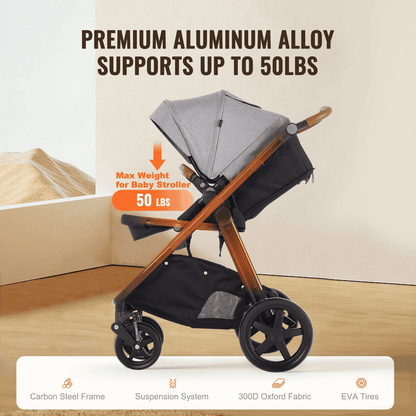 Stroller Travel System With Bassinet Playard Baby Combo Set Dark Gray