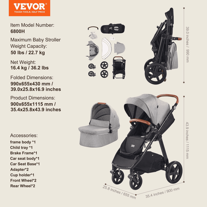 Stroller Travel System With Bassinet Playard Baby Combo Set Dark Gray