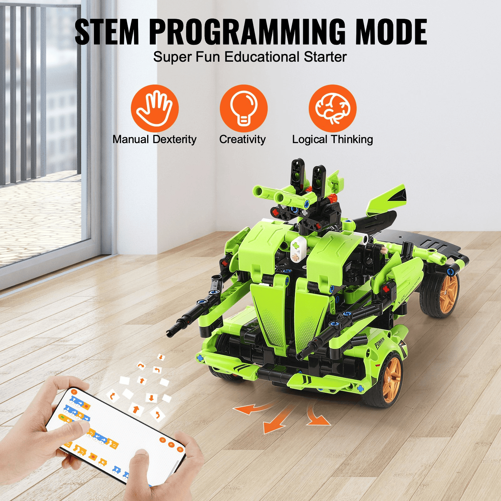 VEVOR STEM Building Toys for Kids 2 in 1 App & Remote Control Car/Robot 461 PCS