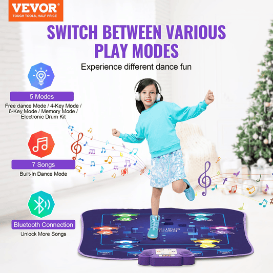 Dance Mat for Kids Dance Pad Toy with Wireless Bluetooth Gift for 3+ Girls