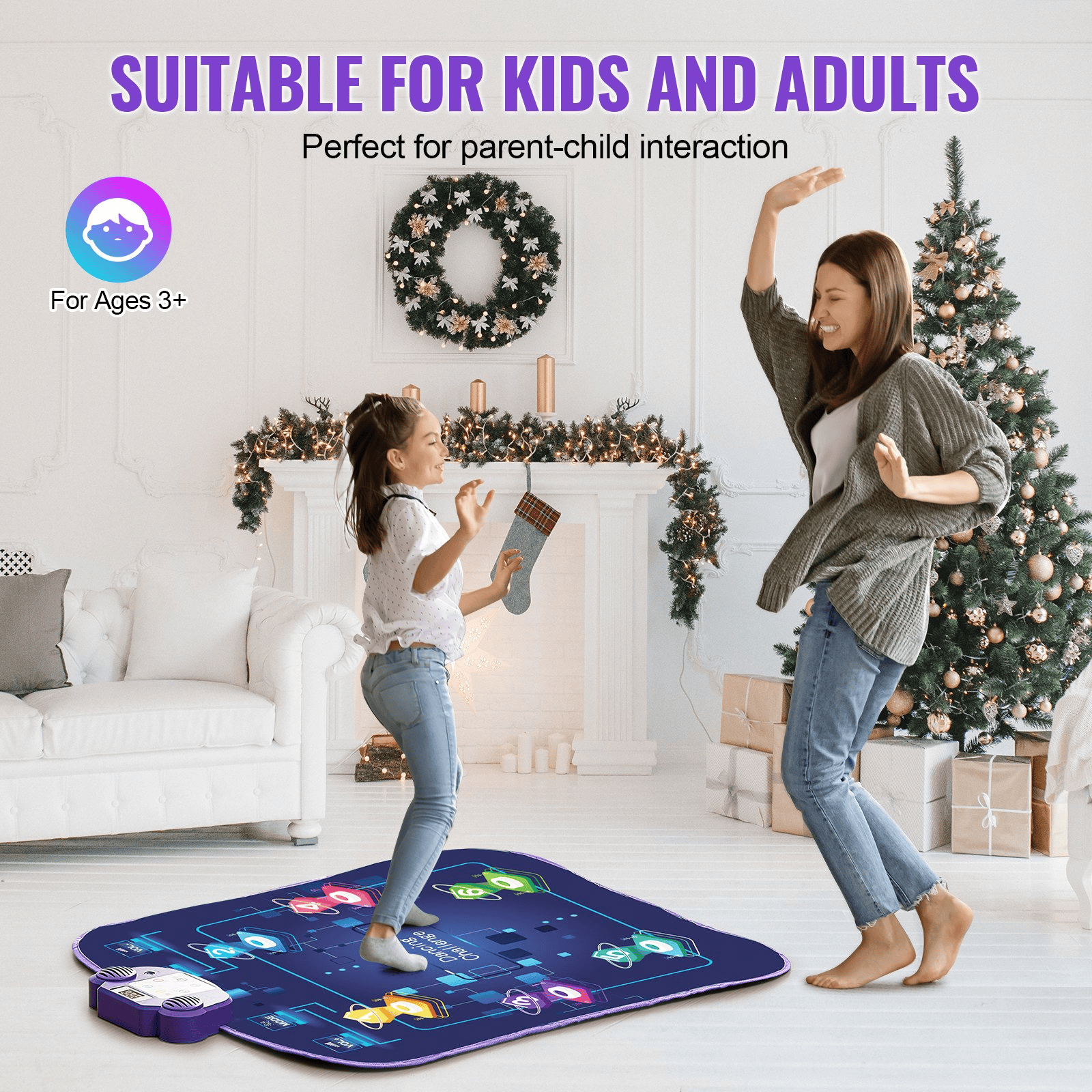 Dance Mat for Kids Dance Pad Toy with Wireless Bluetooth Gift for 3+ Girls