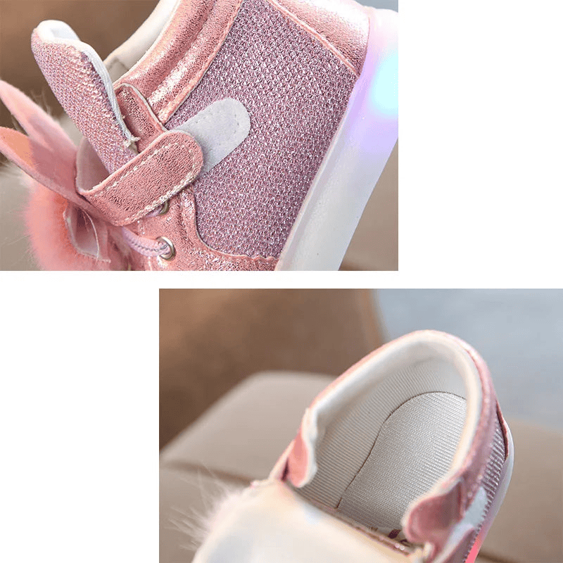 Breathable Luminous Shoes with LED and Glitter for Children