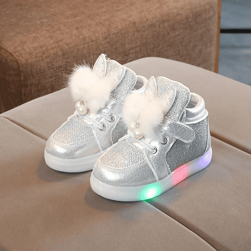 Breathable Luminous Shoes with LED and Glitter for Children