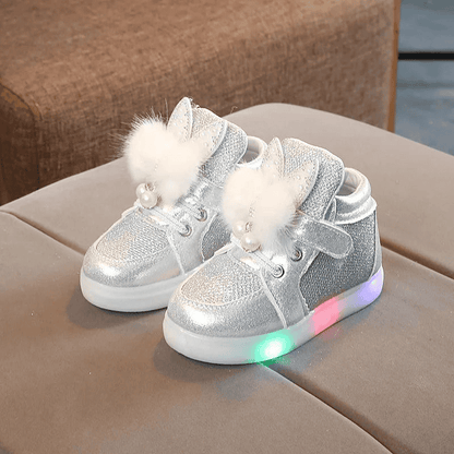 Breathable Luminous Shoes with LED and Glitter for Children