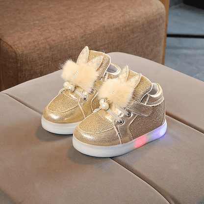 Breathable Luminous Shoes with LED and Glitter for Children