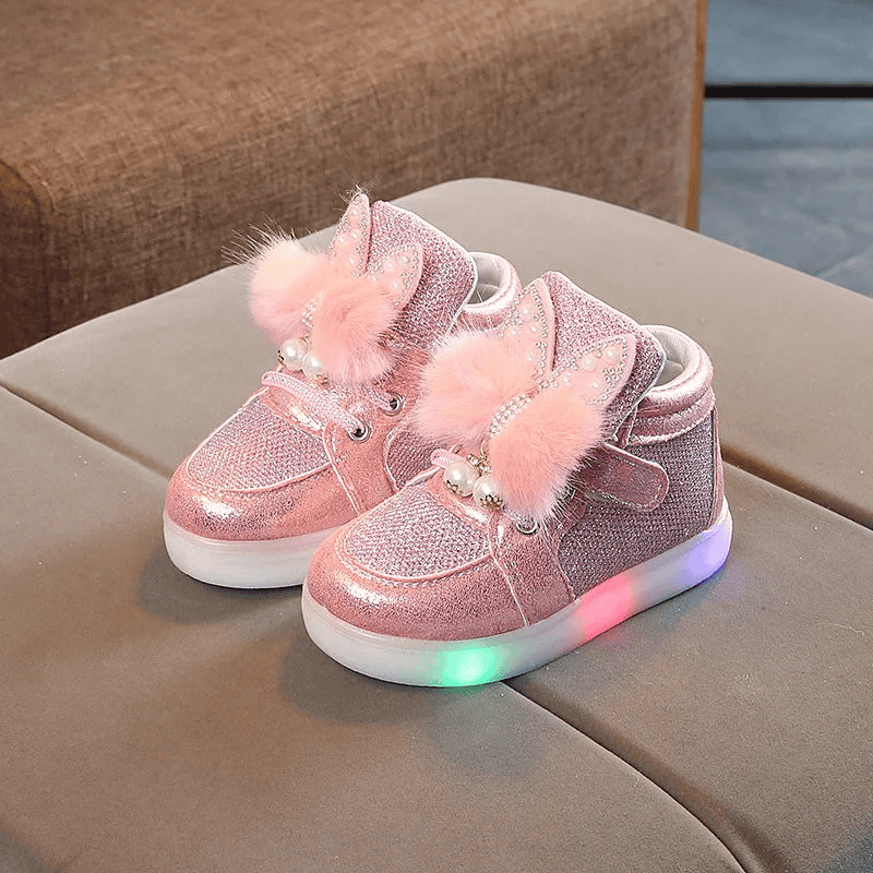 Breathable Luminous Shoes with LED and Glitter for Children