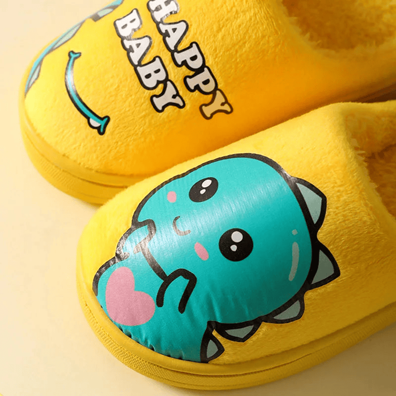 Warm and padded home slippers for children with monster