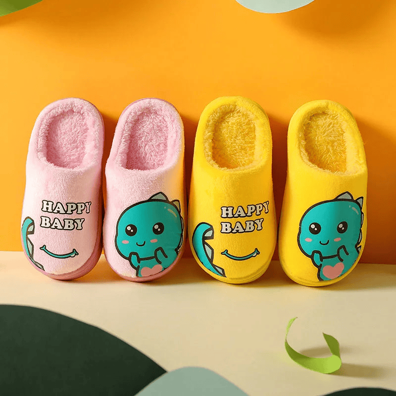 Warm and padded home slippers for children with monster