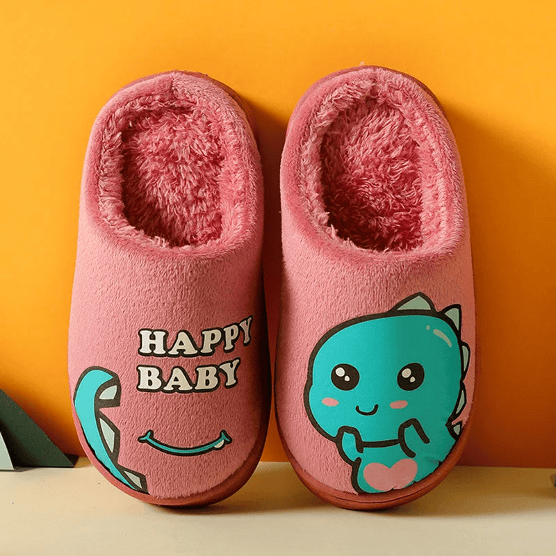 Warm and padded home slippers for children with monster