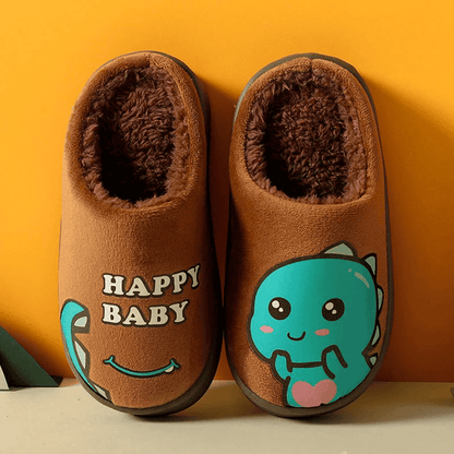 Warm and padded home slippers for children with monster