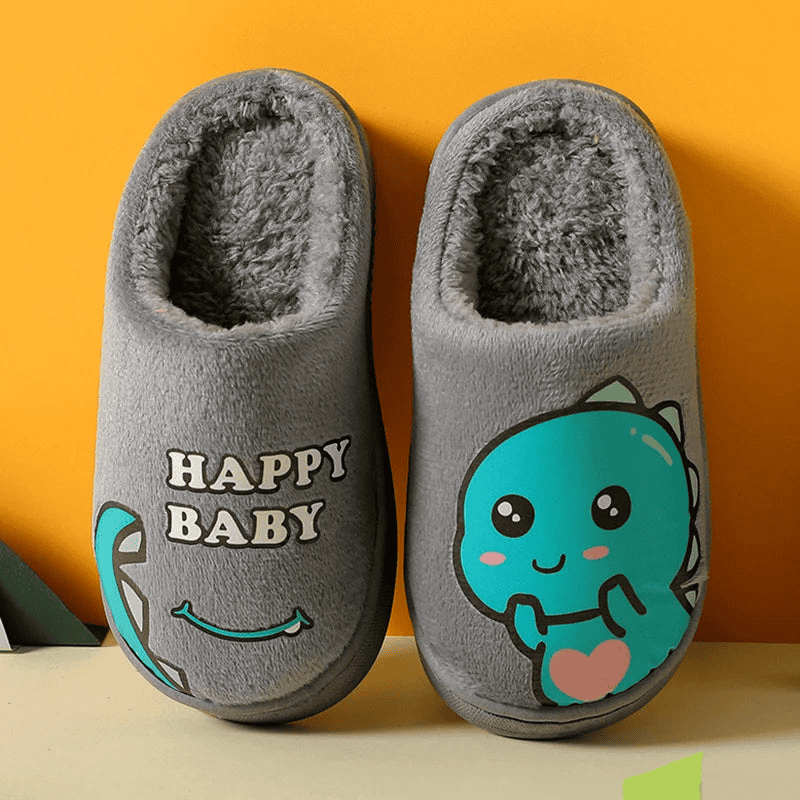 Warm and padded home slippers for children with monster