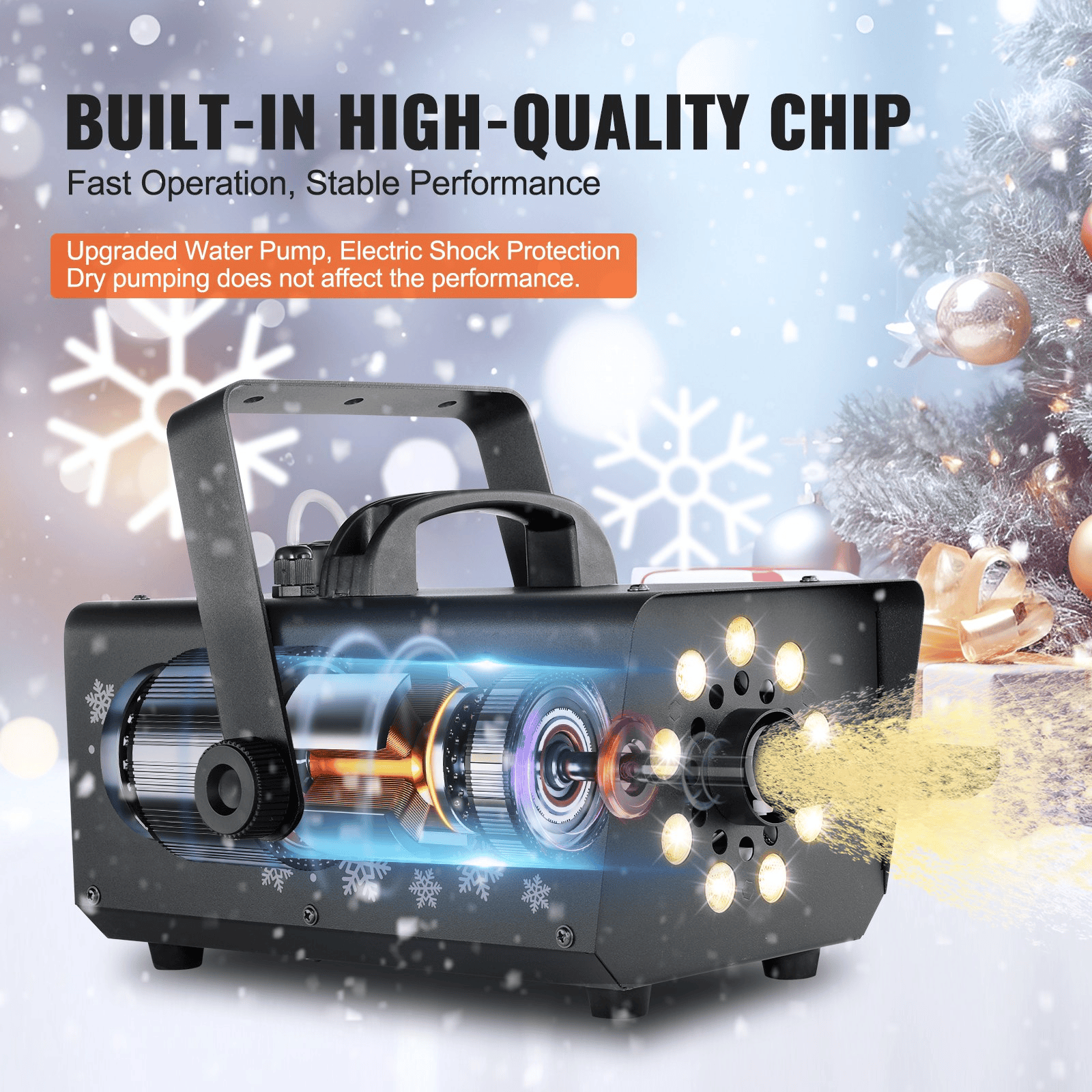 Snow Machine 800W Handheld Hanging Snow Maker with LED Light for Holidays