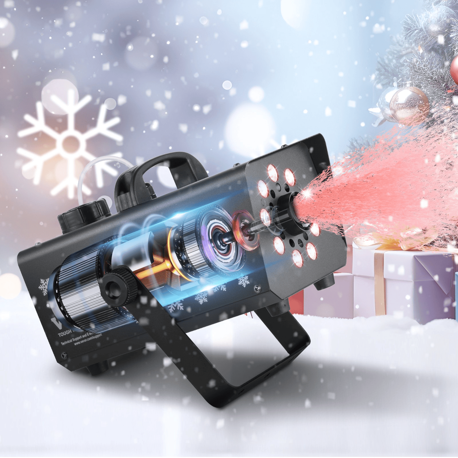 Snow Machine 800W Handheld Hanging Snow Maker with LED Light for Holidays