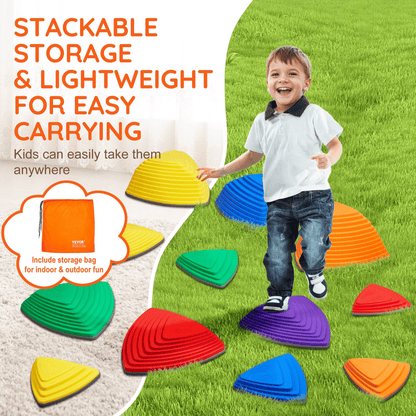 VEVOR Kids Balance Stepping Stones Sensory Obstacle Course 12 PCS Outdoor Indoor