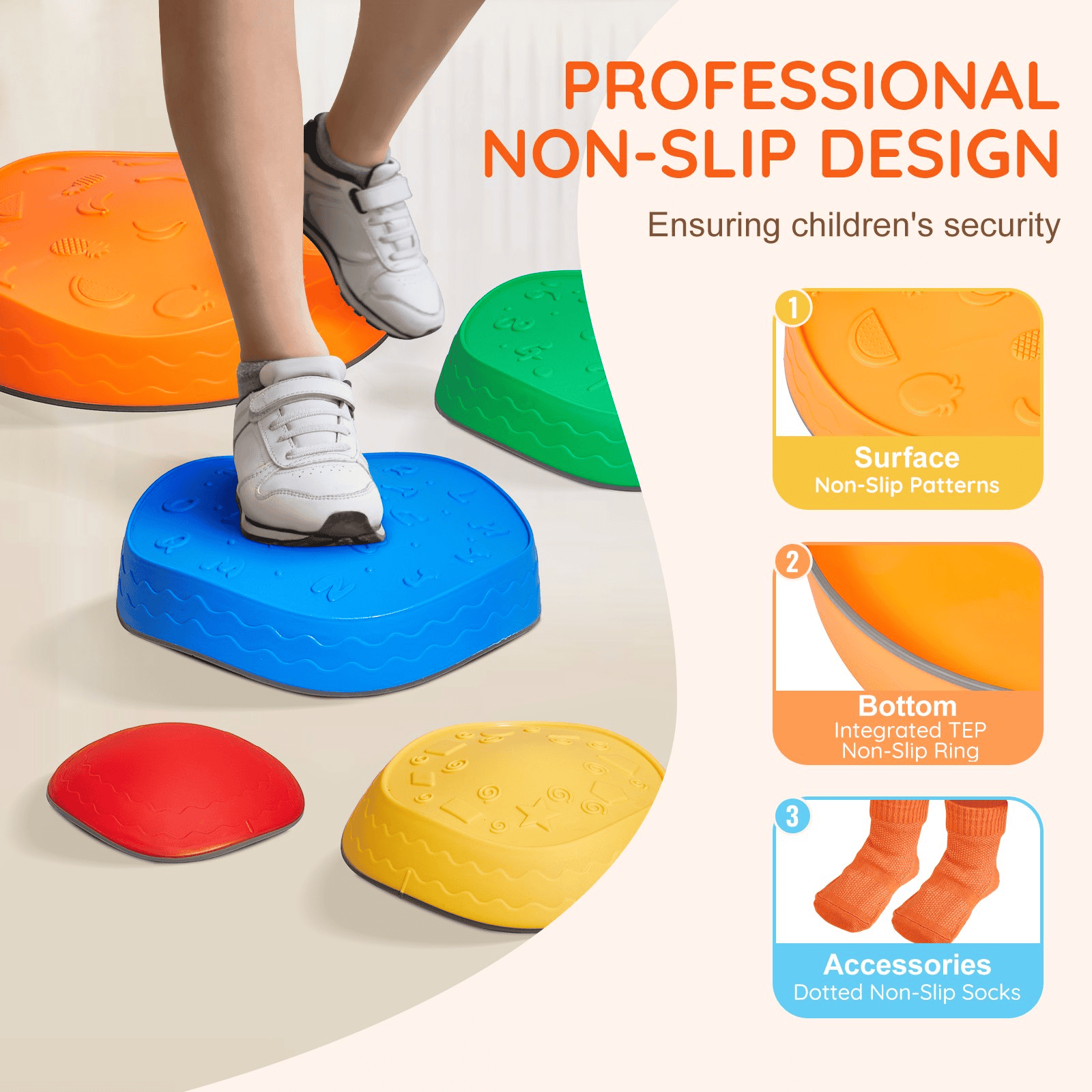 VEVOR Kids Balance Stepping Stones Sensory Obstacle Course 5 PCS Outdoor Indoor