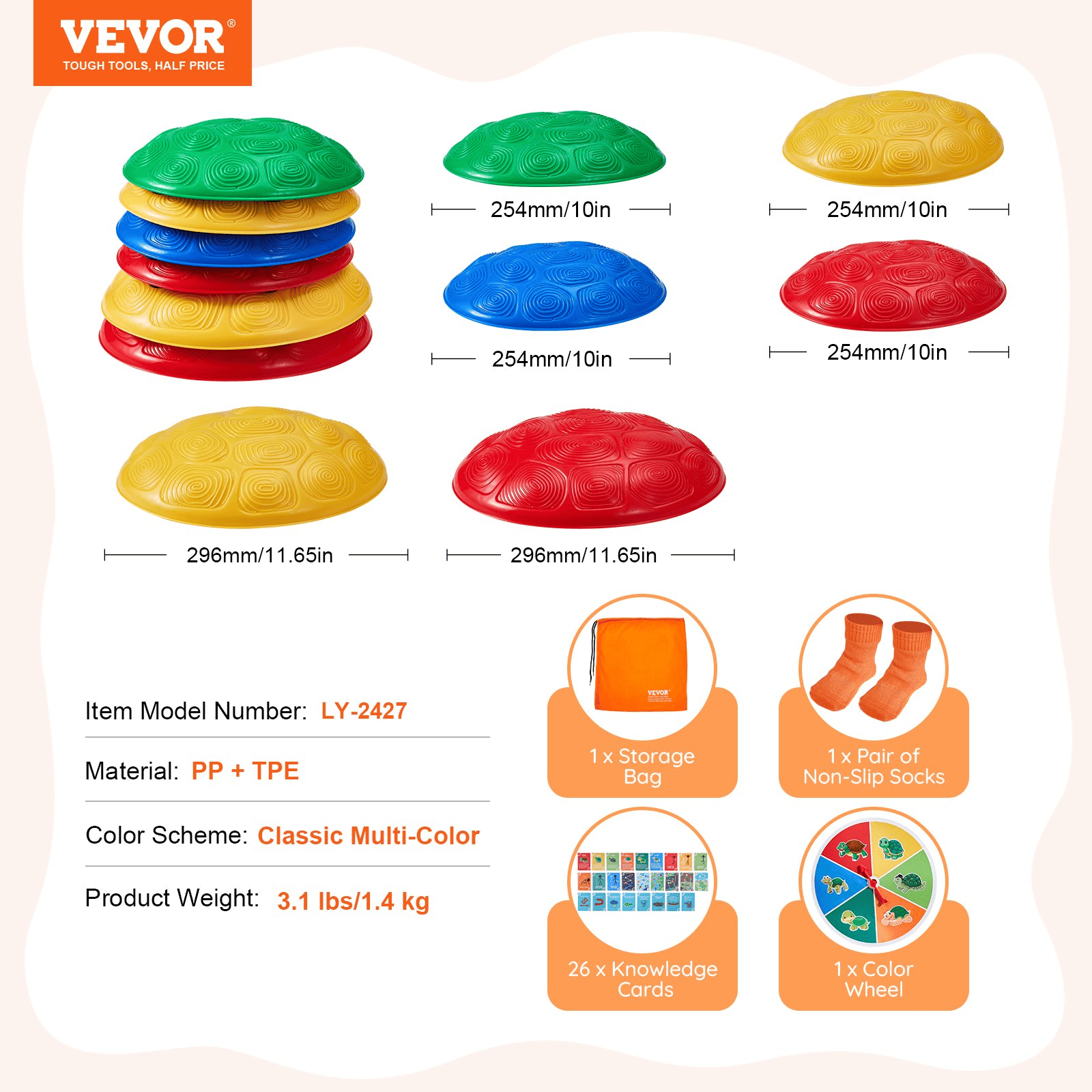 VEVOR Kids Balance Stepping Stones Sensory Obstacle Course 6 PCS Outdoor Indoor