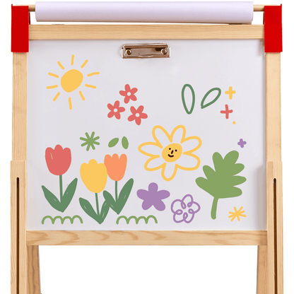 VEVOR 3-in-1 Kids Art Easel Double-Sided Wooden Magnetic Whiteboard Chalkboard