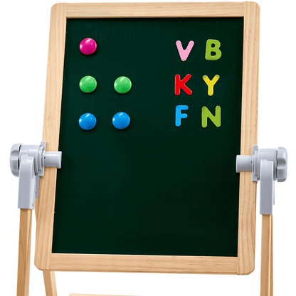 VEVOR 2-in-1 Kids Art Easel Double-Sided Wooden Magnetic Whiteboard Chalkboard