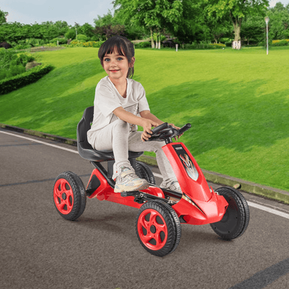 VEVOR Go Kart 4 Wheel Pedal Ride On Toy for Kids Ages 3-8 Adjustable Seat Red