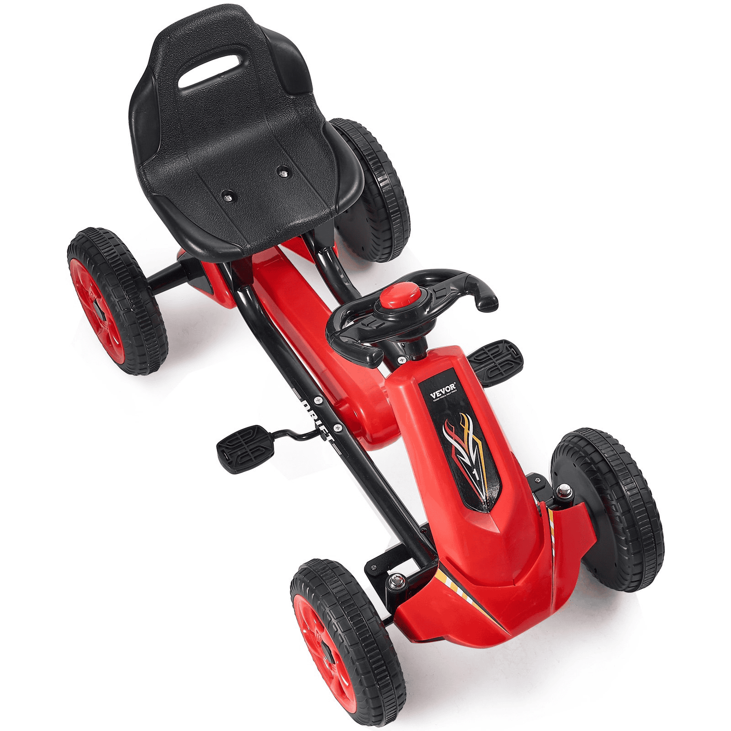 VEVOR Go Kart 4 Wheel Pedal Ride On Toy for Kids Ages 3-8 Adjustable Seat Red