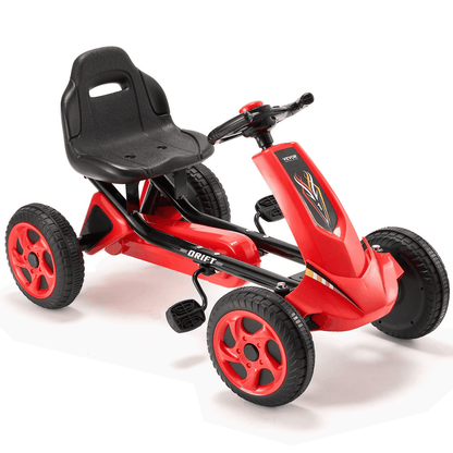 VEVOR Go Kart 4 Wheel Pedal Ride On Toy for Kids Ages 3-8 Adjustable Seat Red