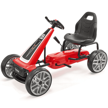 VEVOR Go Kart 4 Wheel Pedal Ride On Toy for Kids Adjustable Seat Hand Brake Red