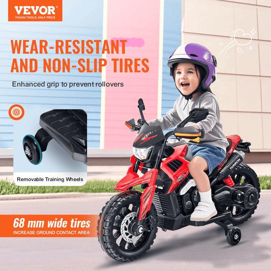 Christmas Gift! Kids Ride on Motorcycle 6V Electric Motorbike with LED for Kids Aged 3+