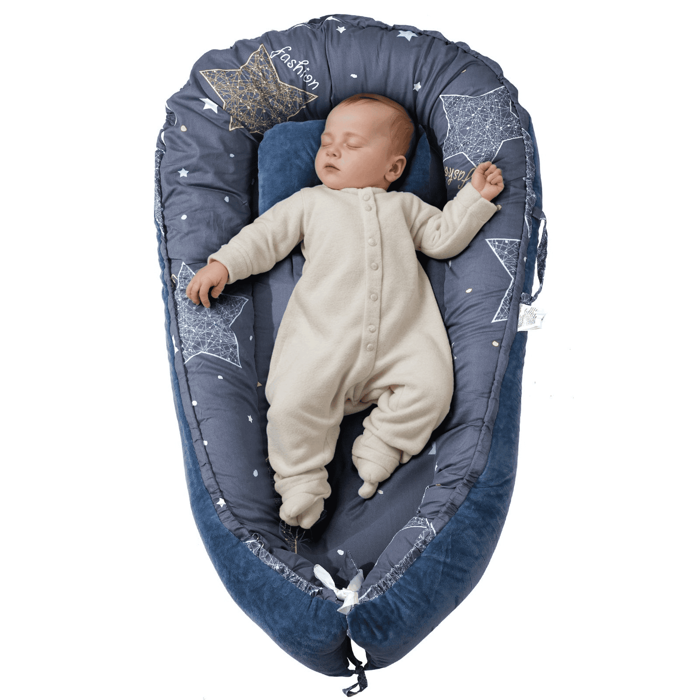 VEVOR Baby Infant Lounger 100% Cotton Soft Newborn Nest Sleeper with Headrest