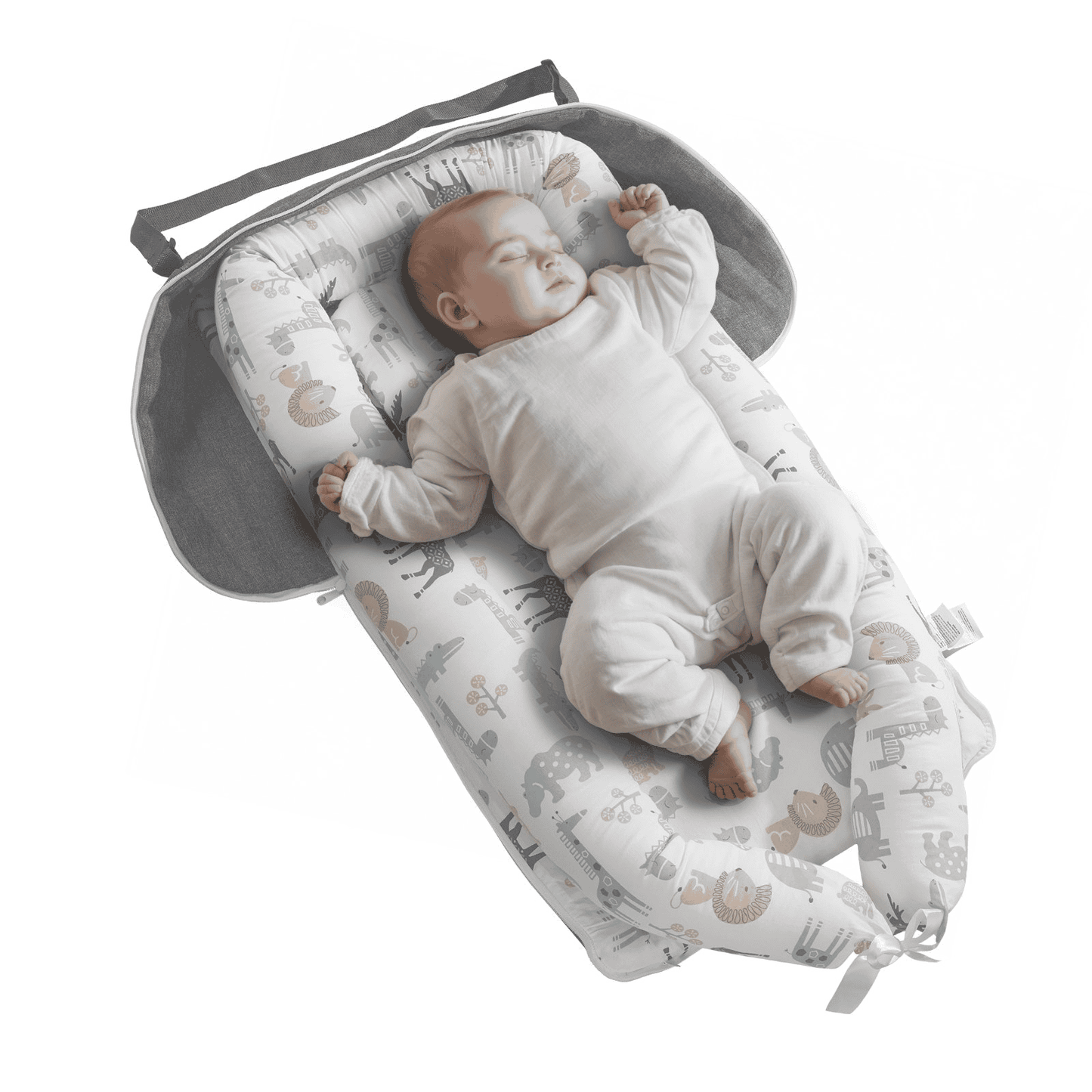 VEVOR Baby Lounger Baby Nest Sleeper for Newborn 100% Cotton with Headrest