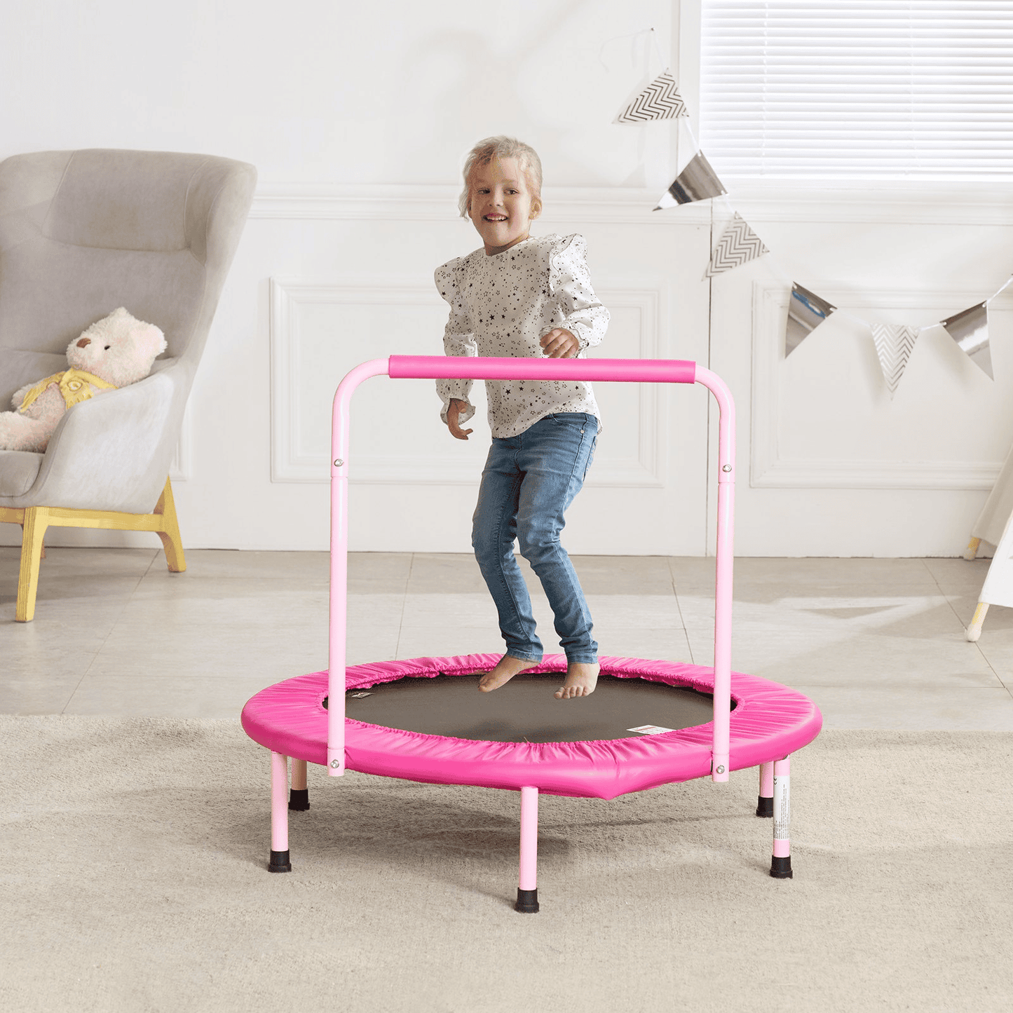 36" Trampoline for Kids Foldable Mini Toddler Trampoline Indoor Outdoor