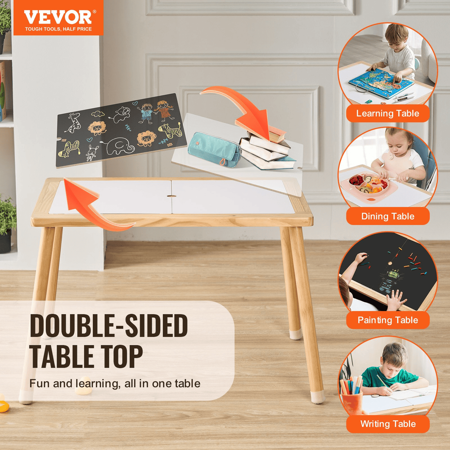 VEVOR Sensory Table for Toddlers Kids Activity Table with Double-Sided Tabletop