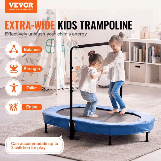 56" Trampoline for Kids Foldable Mini Toddler Trampoline Indoor Outdoor