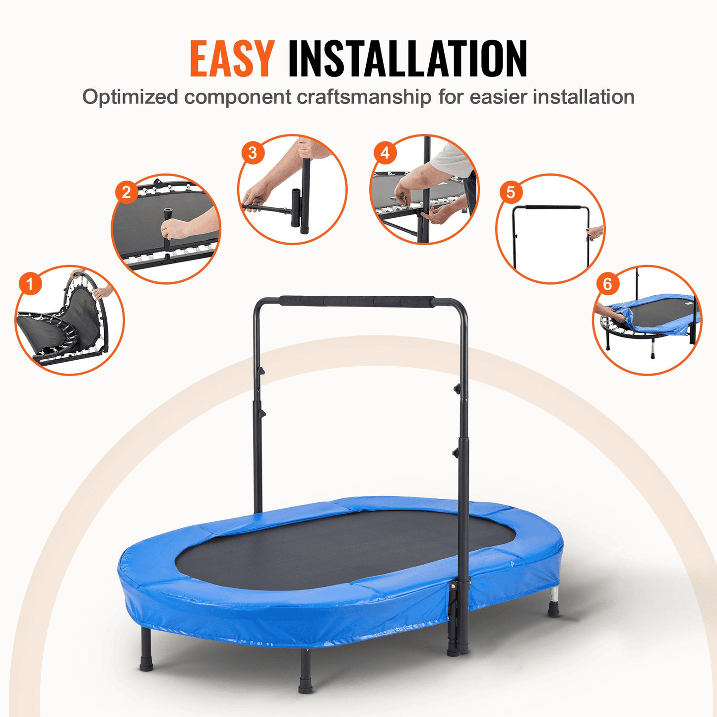 56" Trampoline for Kids Foldable Mini Toddler Trampoline Indoor Outdoor