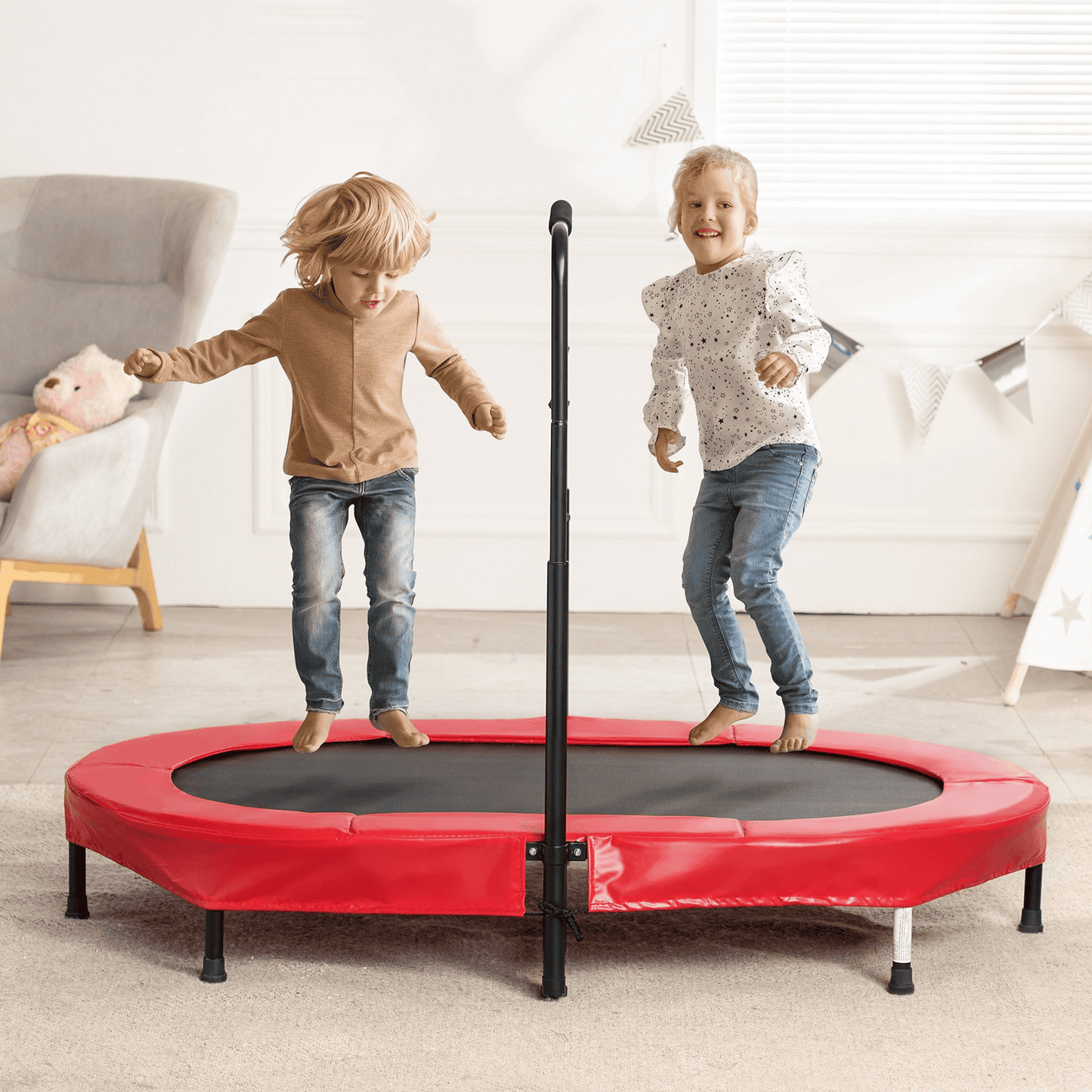 56" Trampoline for Kids Foldable Mini Toddler Trampoline Indoor Outdoor