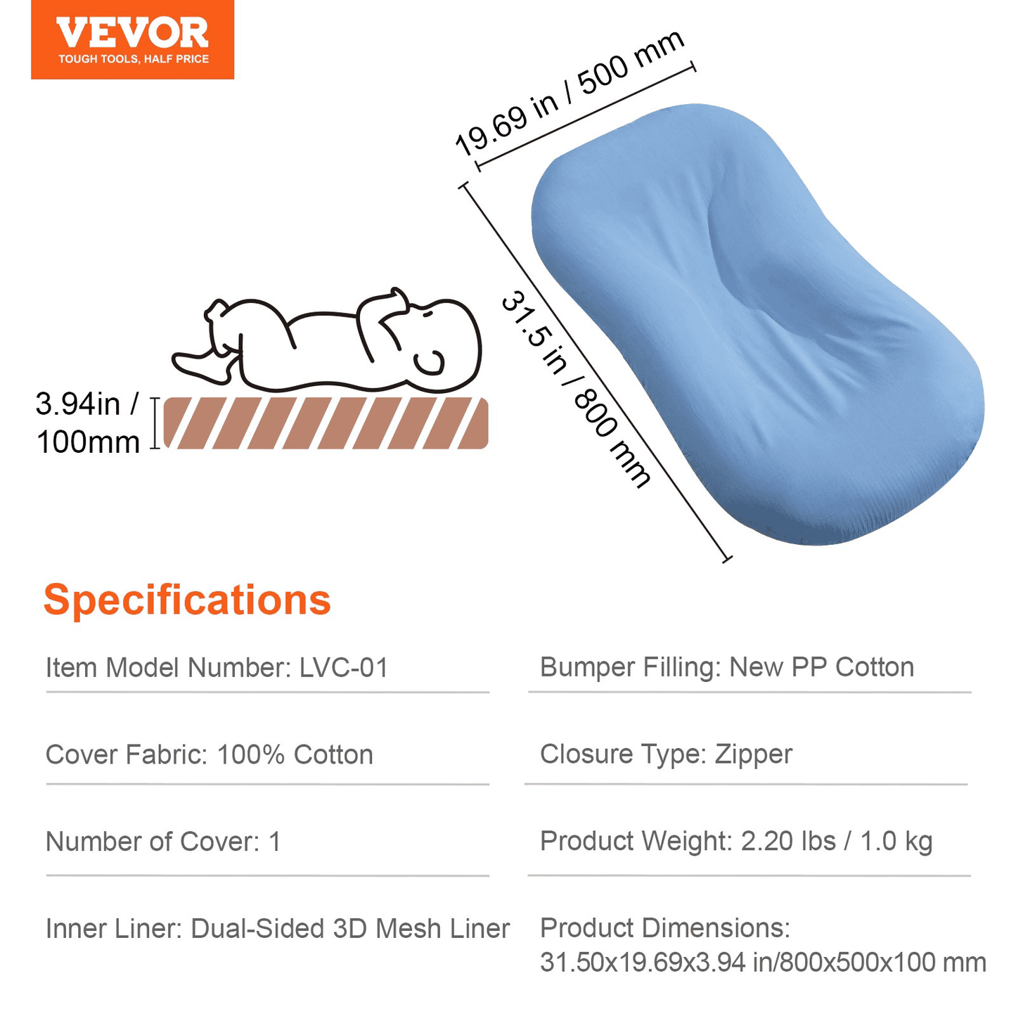 VEVOR Baby Lounger Baby Nest Sleeper for Newborn 100% Cotton Soft Infant Lounger