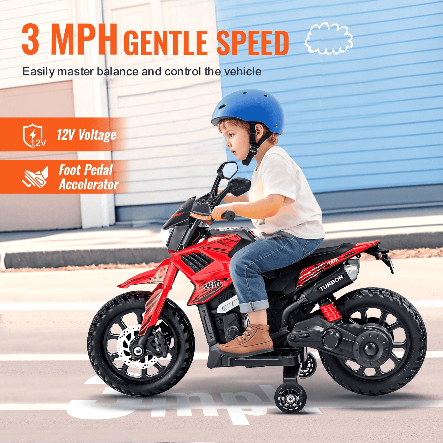 Kids Ride on Motorcycle 12V Electric Motorbike with LED for Kids Aged 3+