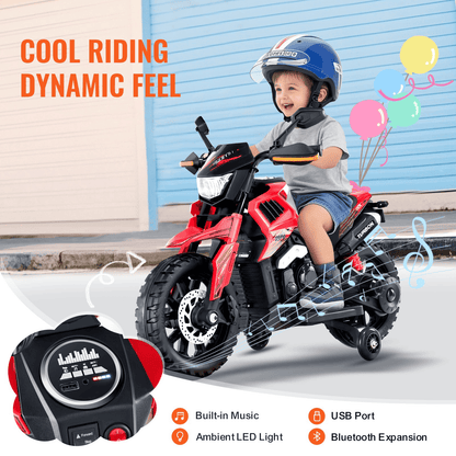 Kids Ride on Motorcycle 12V Electric Motorbike with LED for Kids Aged 3+