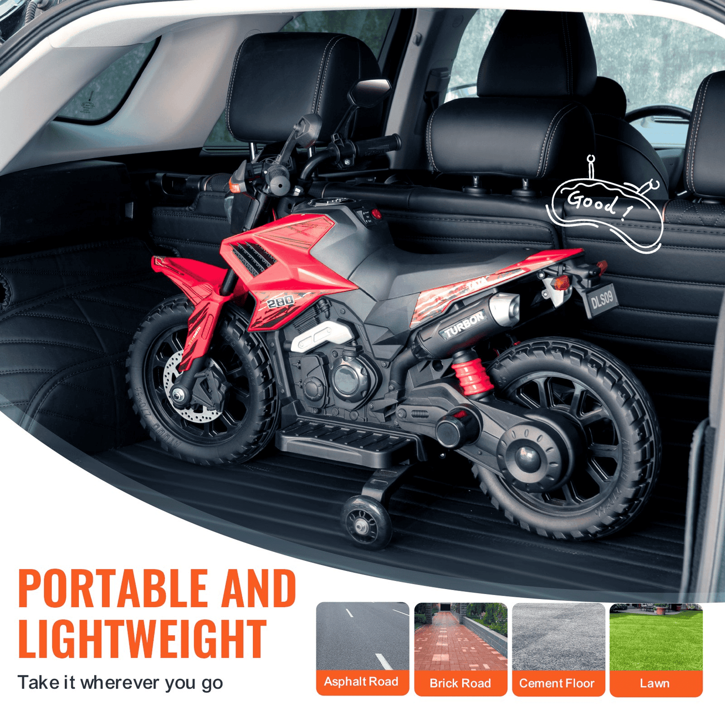 Kids Ride on Motorcycle 12V Electric Motorbike with LED for Kids Aged 3+