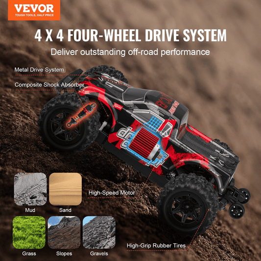 Remote Control Car 1:18 Scale Kids RC Car All Terrain 4WD Off-Road Truck