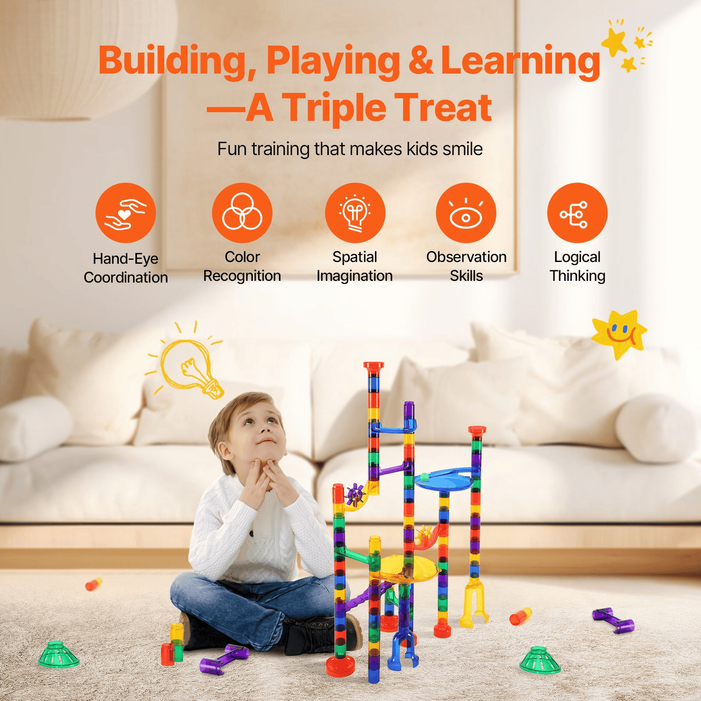 Marble Run Set 110 PCS Building STEM Toy Educational Learning Gift for Kids