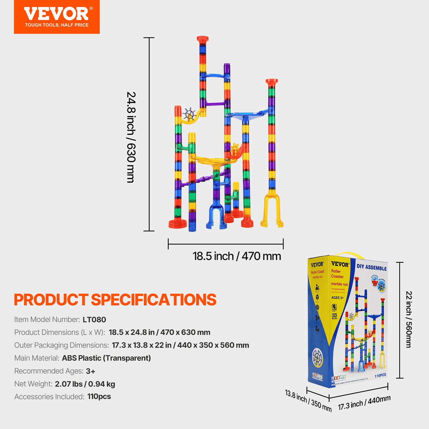 Marble Run Set 110 PCS Building STEM Toy Educational Learning Gift for Kids