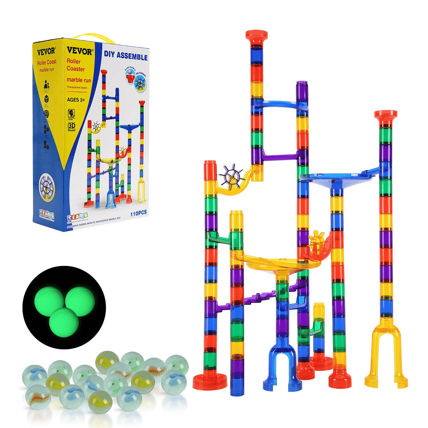 Marble Run Set 110 PCS Building STEM Toy Educational Learning Gift for Kids