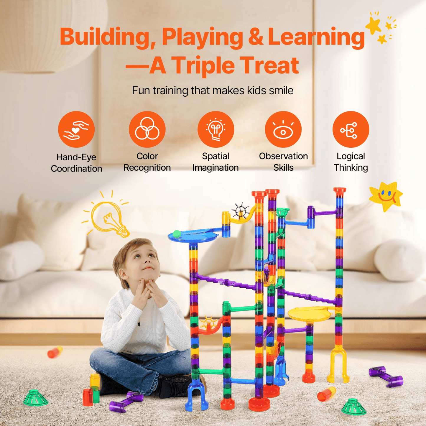 Marble Run Set 150 PCS Building STEM Toy Educational Learning Gift for Kids